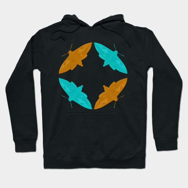 Orange blue moths Hoodie by Geomhectic